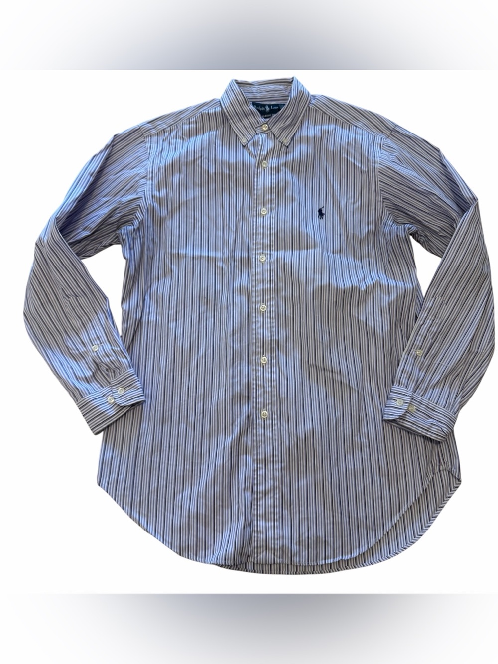 Ralph Lauren Men’s Purple & White Striped Button-Down Shirt